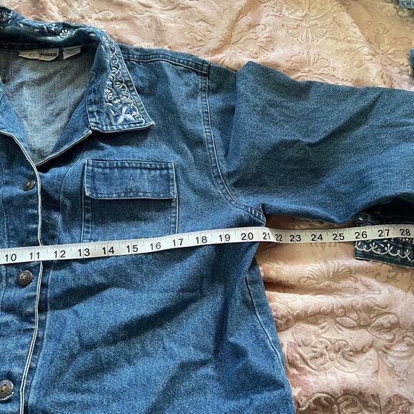 Vintage denim Jean embroidered‎ chore barn jacket size medium - Picture 6 of 6